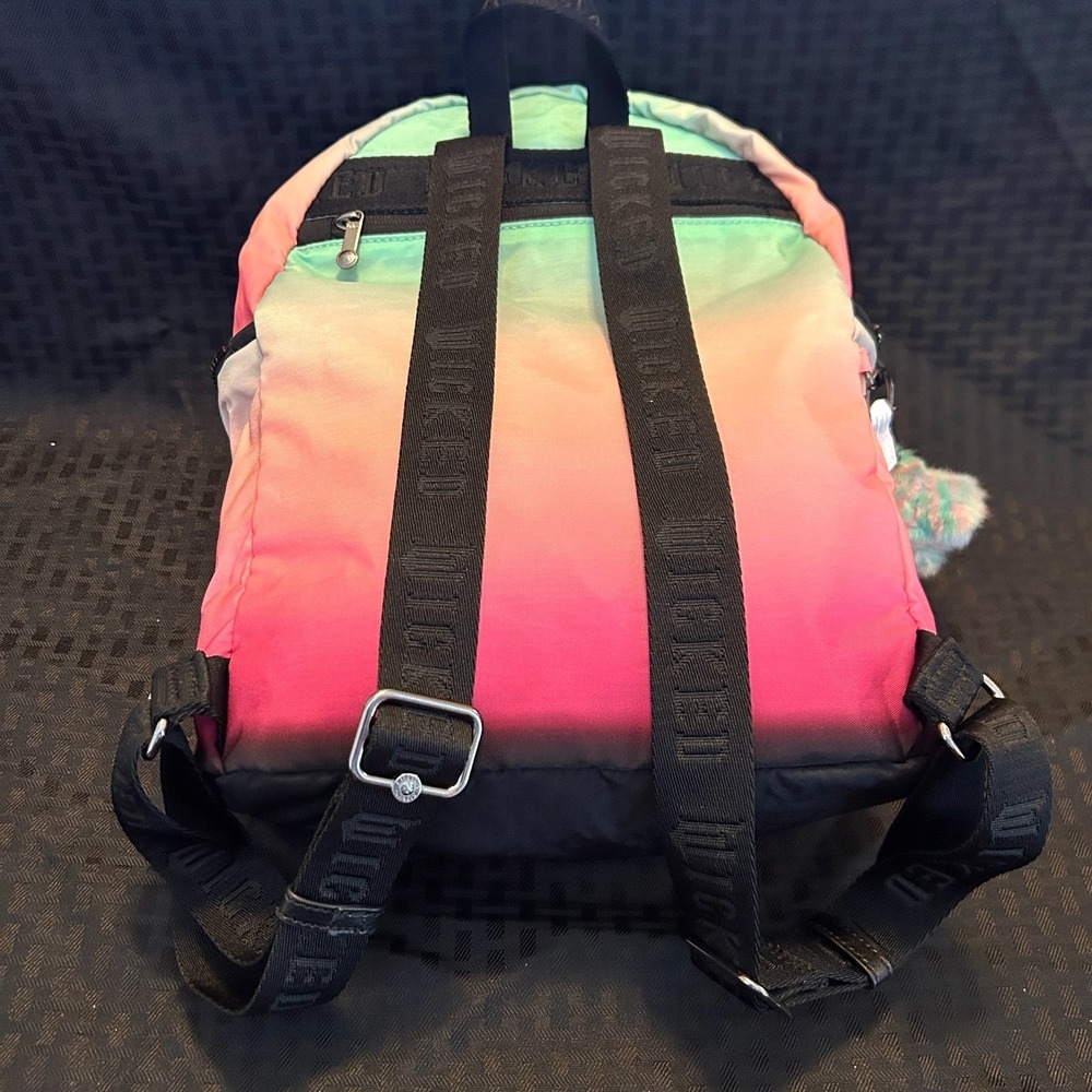 Kipling X Wicked City Pack Backpack Gradient Pink Mint Green Monkey Keychain - Picture 4 of 13
